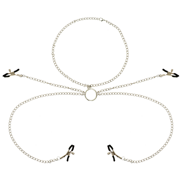 OHMAMA FETISH - 4 PINZAS PEZONES CON COLLAR DE CADENAS