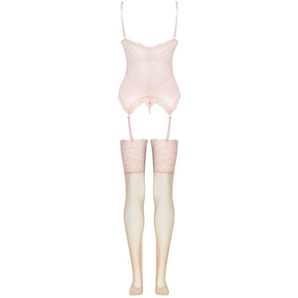 LIVCO CORSETTI FASHION - PERSINNE PEACH SET CORSET + PANTY + MEDIAS S/M