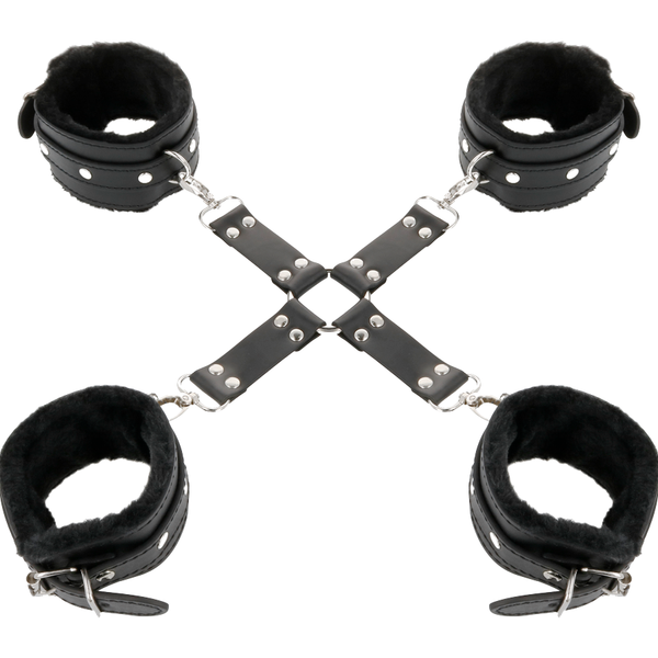 DARKNESS - ESPOSAS DE CUERO PARA PIES Y MANOS NEGRO