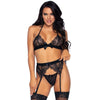 LEG AVENUE - SET DE TRES PIEZAS TOP, LIGUERO Y TANGA S