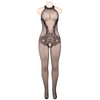 QUEEN LINGERIE - BODYSTOCKING CON ABERTURA Y ENCAJE FLORAL S/L