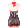 QUEEN LINGERIE - CHEMISE CROTCHET NEGRO Y ROJO S/L