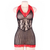 QUEEN LINGERIE - CHEMISE CROTCHET NEGRO Y ROJO S/L