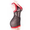 QUEEN LINGERIE - CHEMISE CROTCHET NEGRO Y ROJO S/L