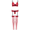 LEG AVENUE - SET TRES PIEZAS DE ENCAJES TALLA UNICA - ROJO