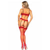 LEG AVENUE - SET TRES PIEZAS DE ENCAJES TALLA UNICA - ROJO