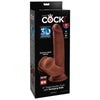 KING COCK - PLUS 3D DILDO SWINGING BALLS 24.5 CM MARRON