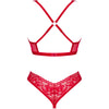 OBSESSIVE - LACELOVE SET DOS PIEZAS CUPLESS ROJO XS/S