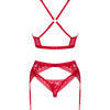 OBSESSIVE - LACELOVE SET TRES PIEZAS ROJO XS/S