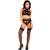 LIVCO CORSETTI FASHION - MAJALESA LC 90526 SUJETADOR + LIGUERO + PANTY BLACK S/M