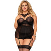 QUEEN LINGERIE - CHEMISE CON LIGUERO NEGRO S/M